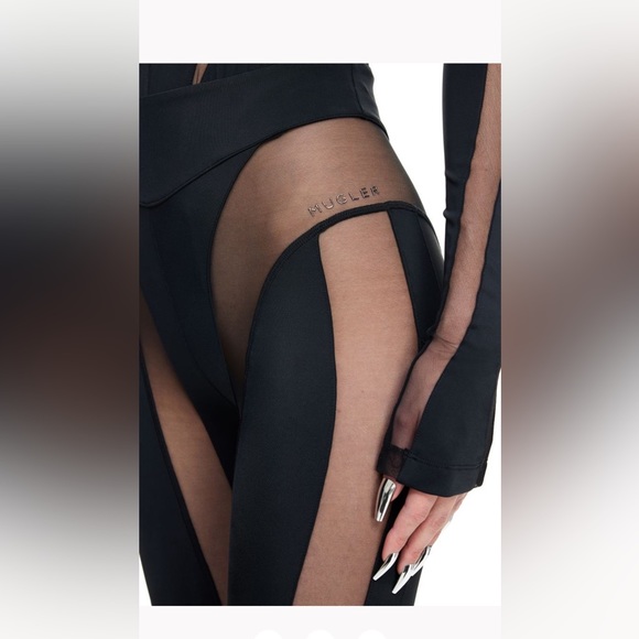 Mugler HM Mesh-paneled Stirrup Leggings Black Limited Edition - Picture 6 of 10